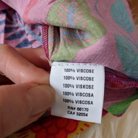 ANTHROPOLOGIE bl nk averio tropical print ruffled tank blouse - Picture 7 of 8